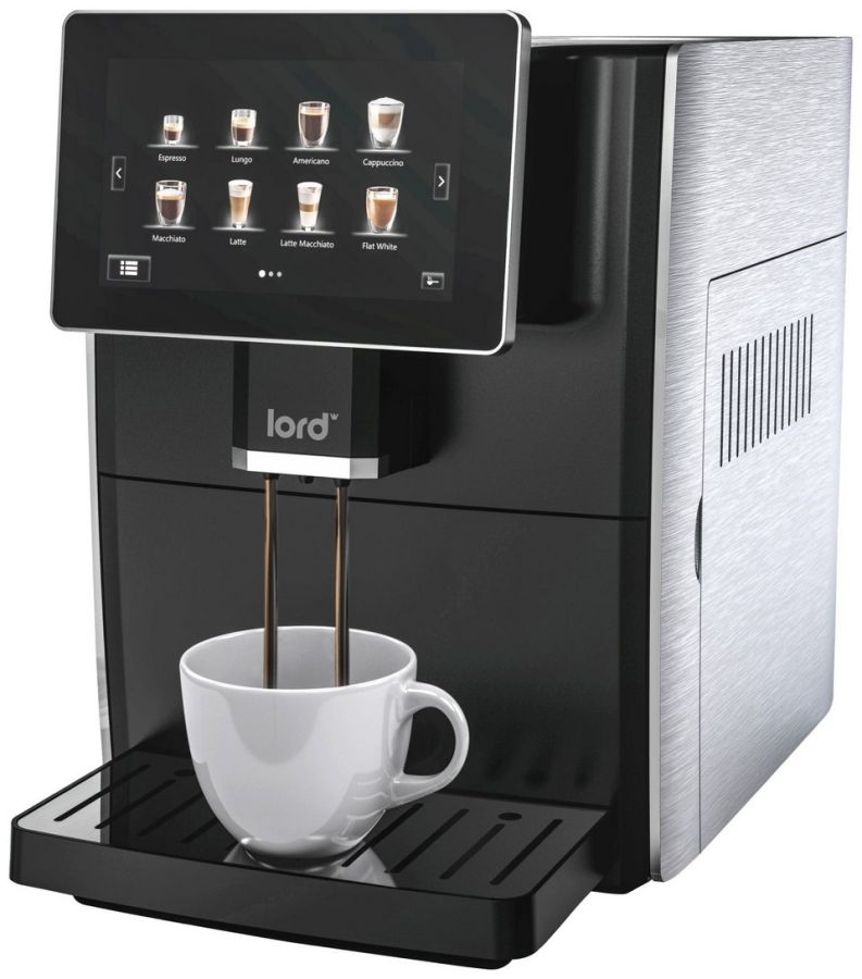 LORD Automatický kávovar 1,8 l, 15 bar – černá/nerez