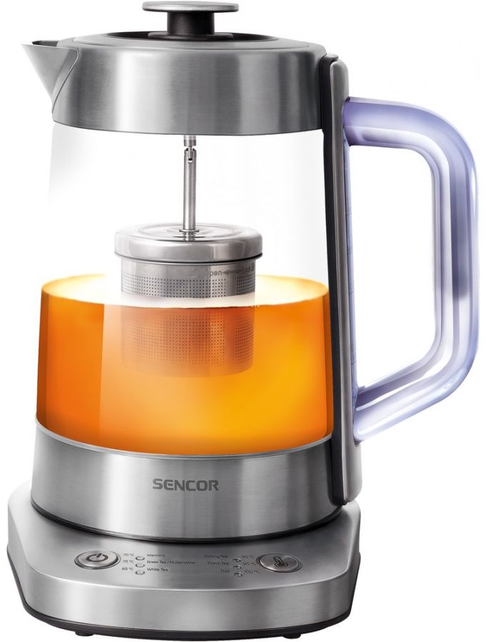 SENCOR Rychlovarná konvice 1,5 l s regulací teploty – sklo/nerez