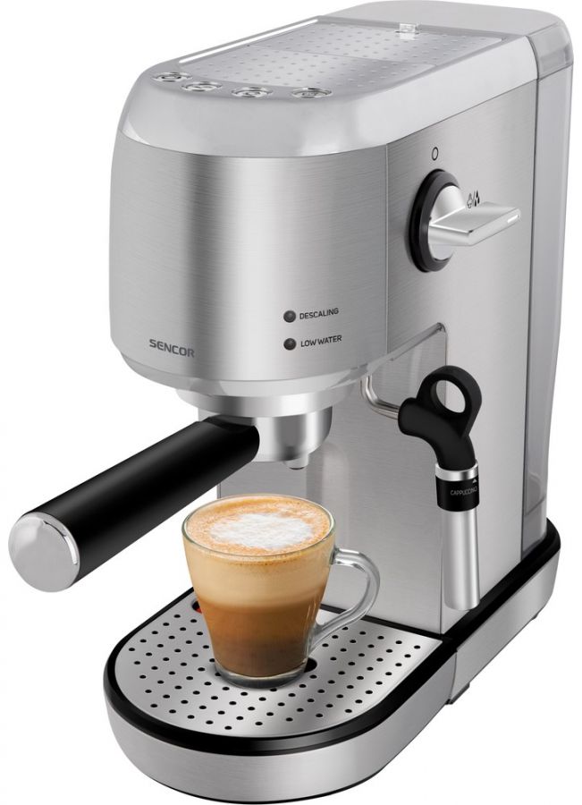 SENCOR Automatický kávovar 1,5 l, 20 bar – stříbrná