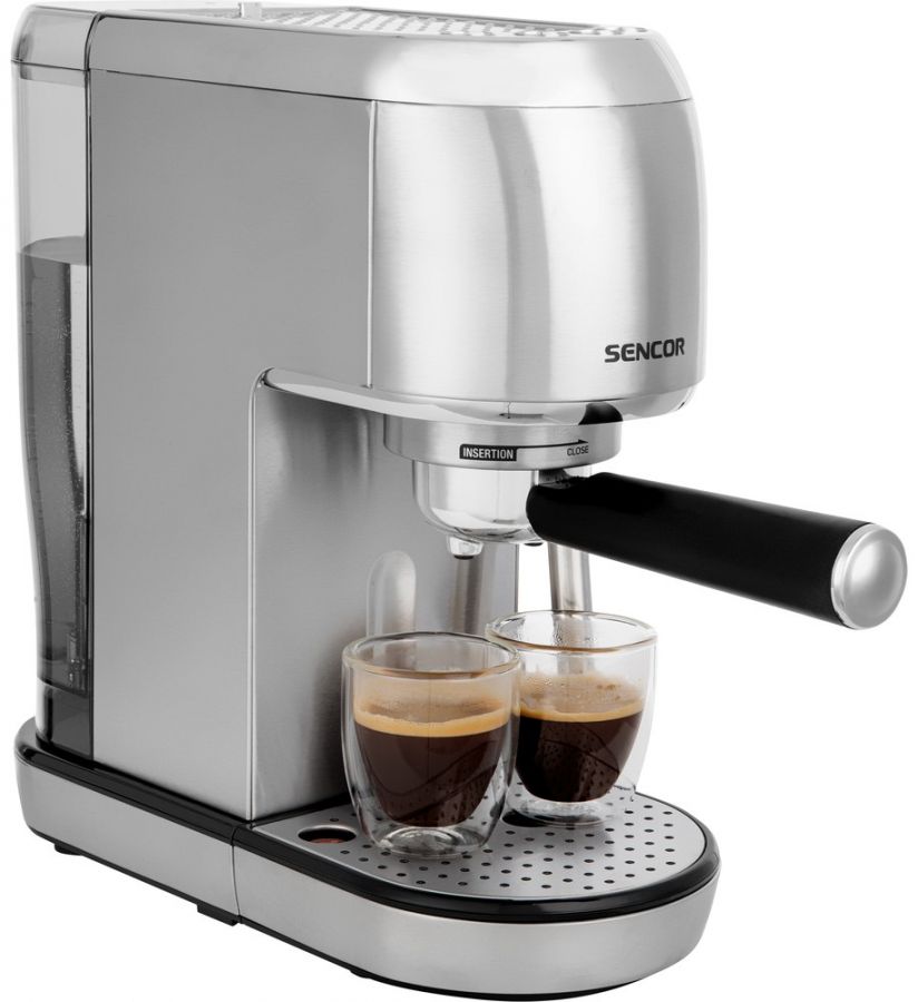 SENCOR Automatický kávovar 1,5 l, 20 bar – stříbrná