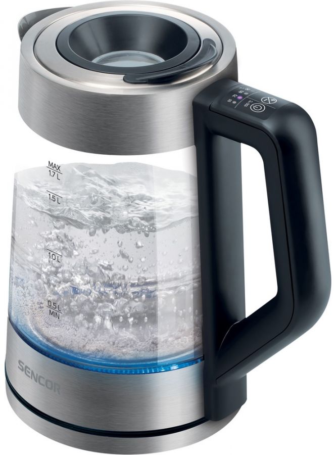 SENCOR Rychlovarná konvice 1,7 l s regulací teploty – nerez/černá