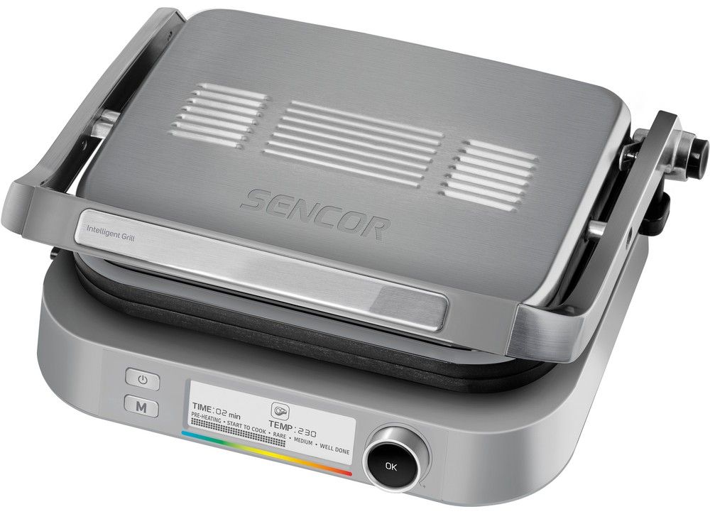 SENCOR Kontaktní gril 2&nbsp;100 W – stříbrná