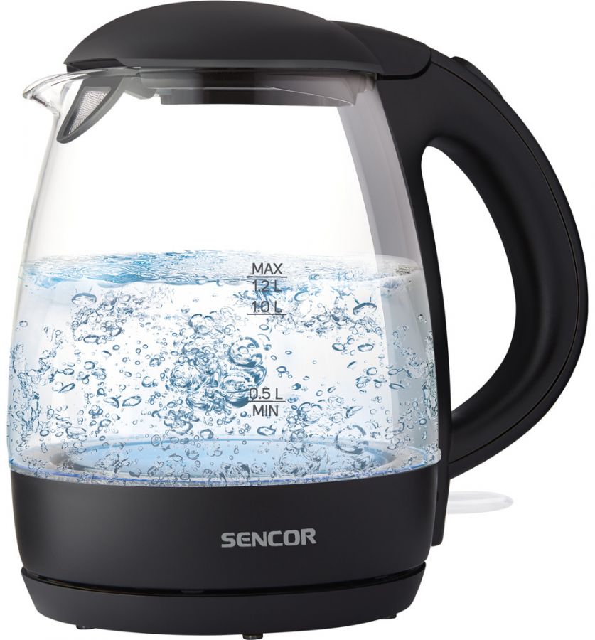 SENCOR Rychlovarná konvice 1,2 l, 2&nbsp;200 W – černá/sklo