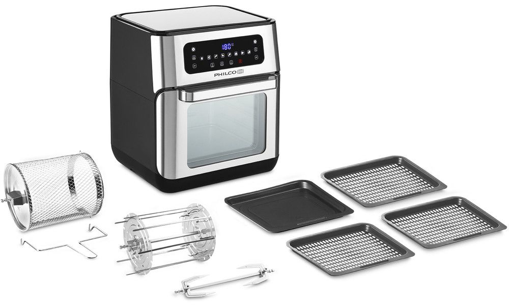 PHILCO Horkovzdušná fritéza 10 l, 1 500 W – nerez/černá