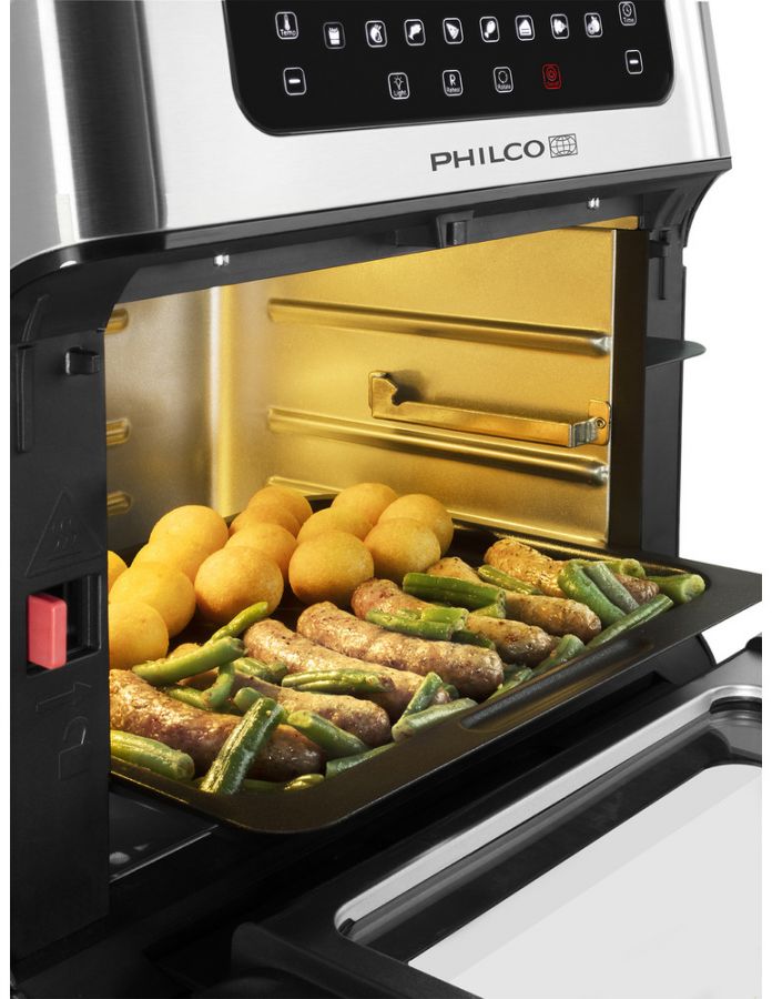 PHILCO Horkovzdušná fritéza 10 l, 1 500 W – nerez/černá