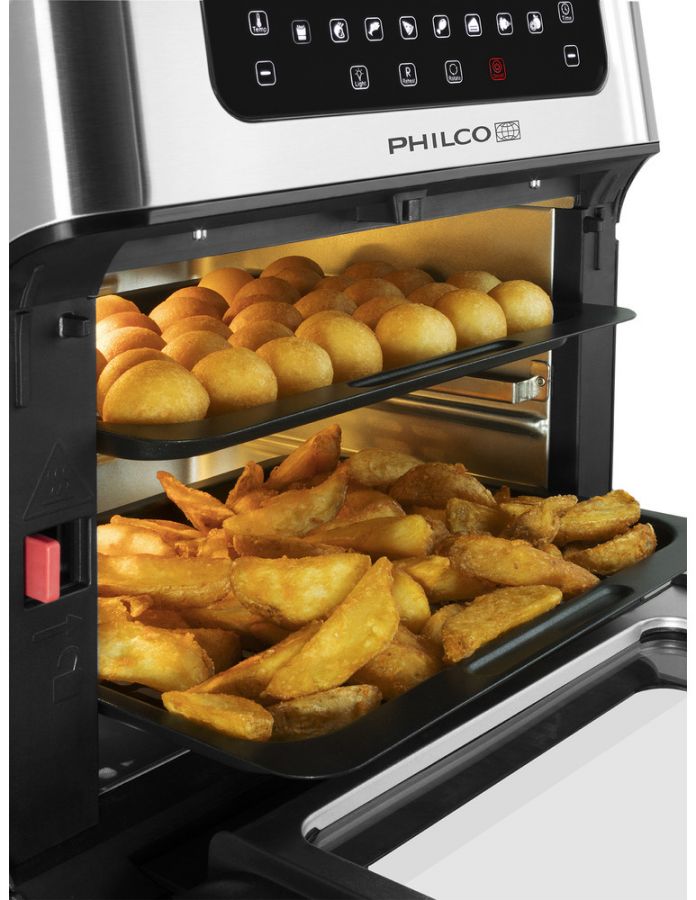 PHILCO Horkovzdušná fritéza 10 l, 1 500 W – nerez/černá
