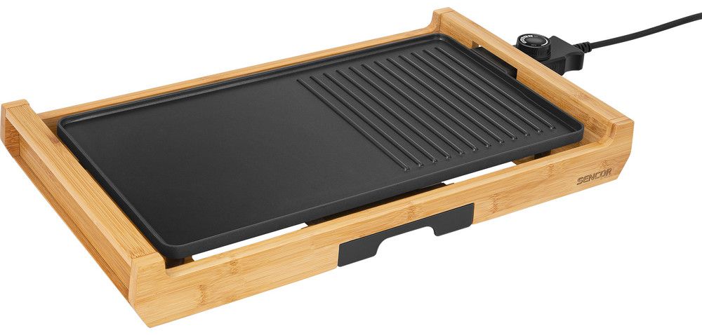 SENCOR Kontaktní gril 1&nbsp;800 W – černá/dřevo