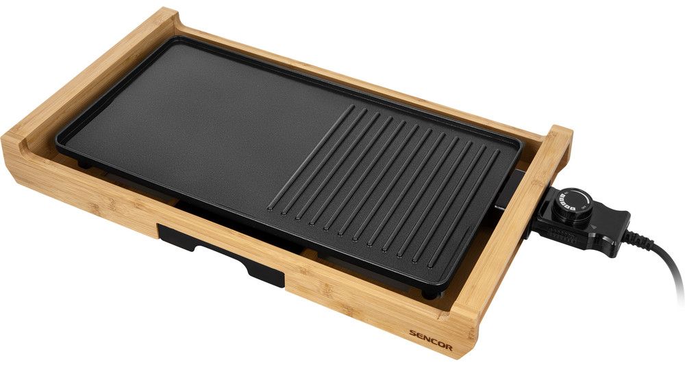SENCOR Kontaktní gril 1 800 W – černá/dřevo