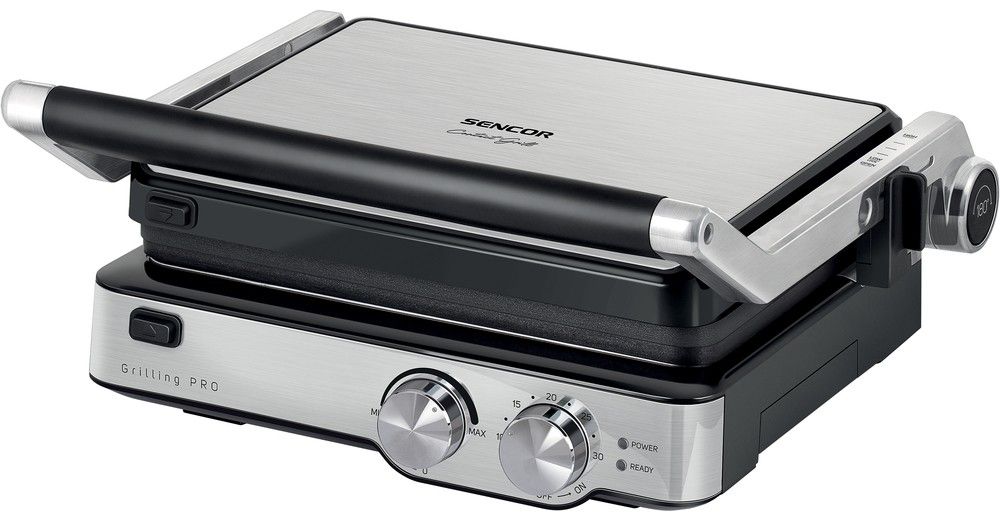 SENCOR Kontaktní gril 2&nbsp;000 W – stříbrná/černá