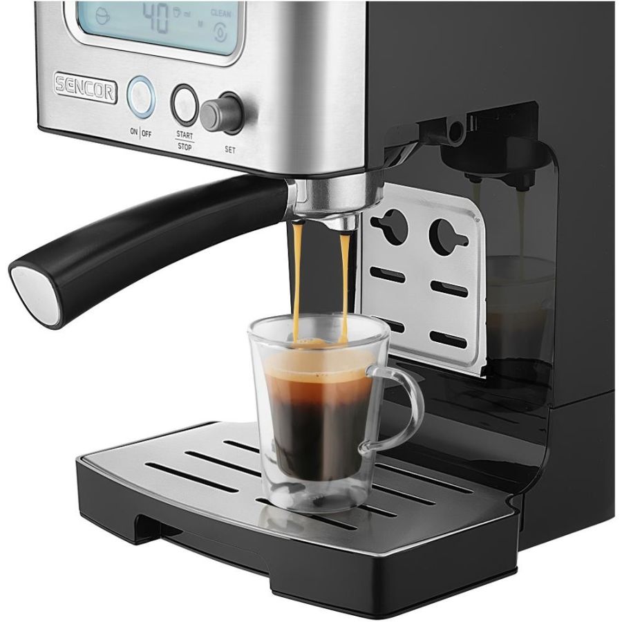 SENCOR Pákový kávovar 1,4 l, 15 bar – nerez/černá