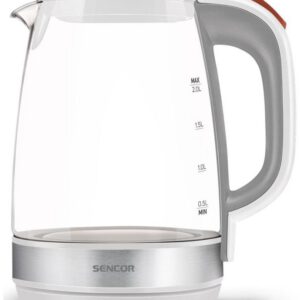 SENCOR Rychlovarná konvice 2 l, 2 200 W – sklo/šedá
