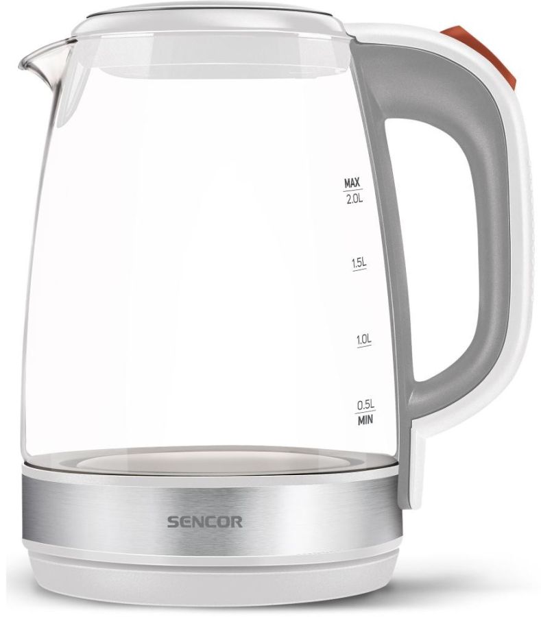 SENCOR Rychlovarná konvice 2 l, 2&nbsp;200 W – sklo/šedá