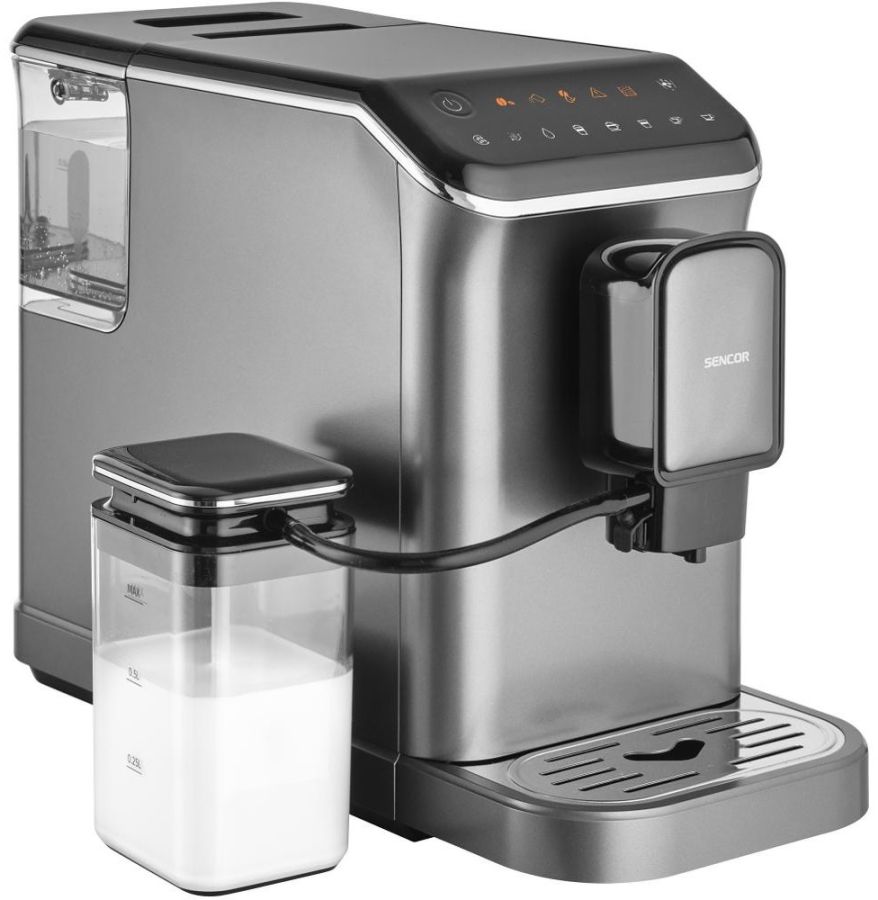 SENCOR Automatický kávovar 1,5 l, 20 bar – černá/stříbrná