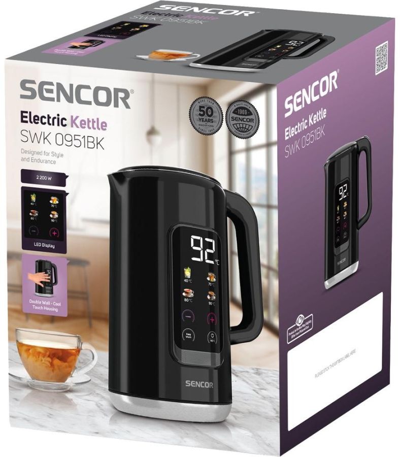 SENCOR Rychlovarná konvice 1,7 l, 2 200 W – černá