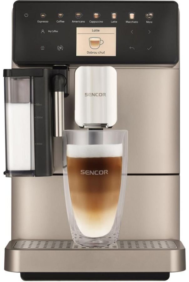 SENCOR Automatický kávovar 1,3 l, 19 bar – černá/chrom