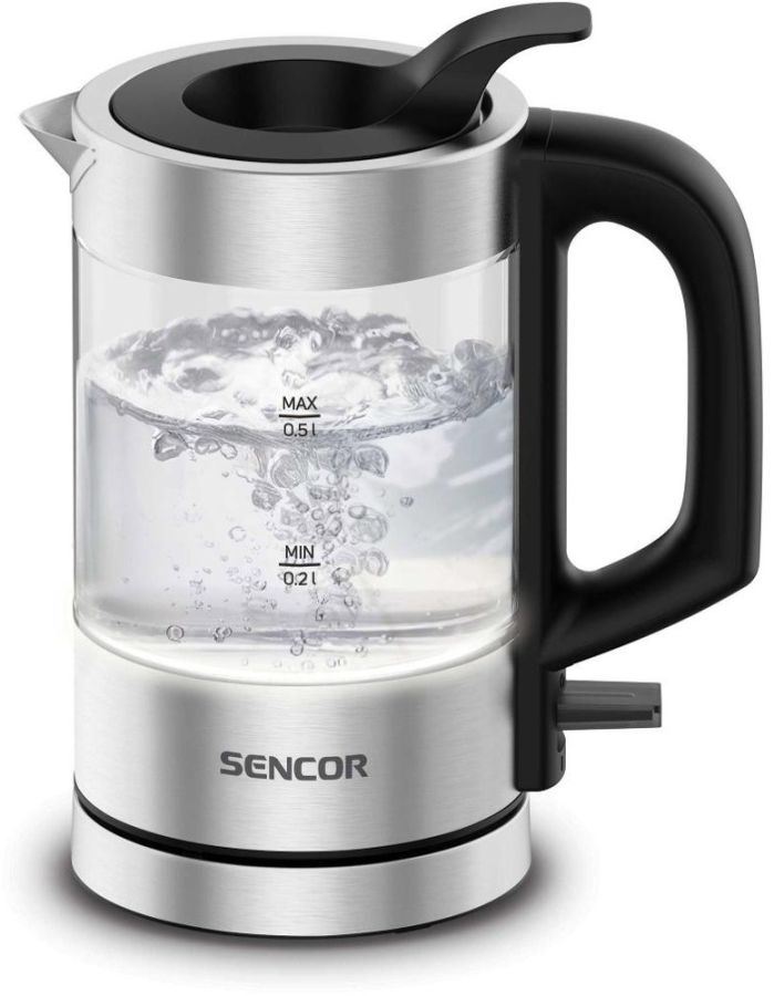 SENCOR Rychlovarná konvice 500 ml, 1 100 W – sklo/nerez