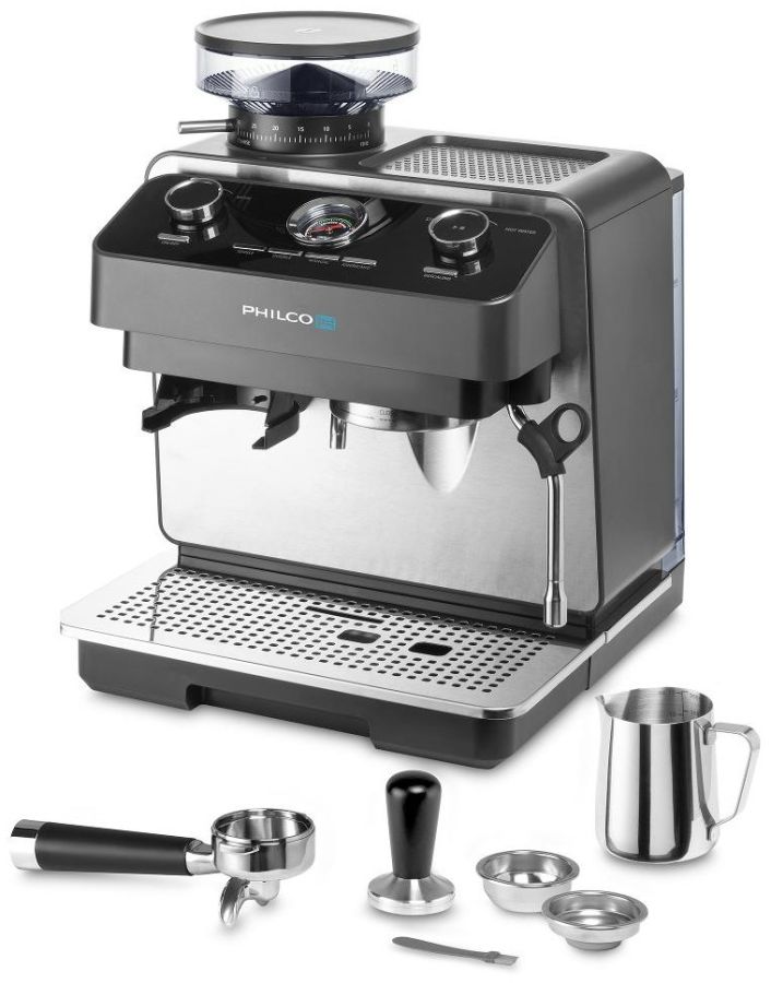 PHILCO Pákový kávovar 2,5 l, 19 bar – černá/nerez